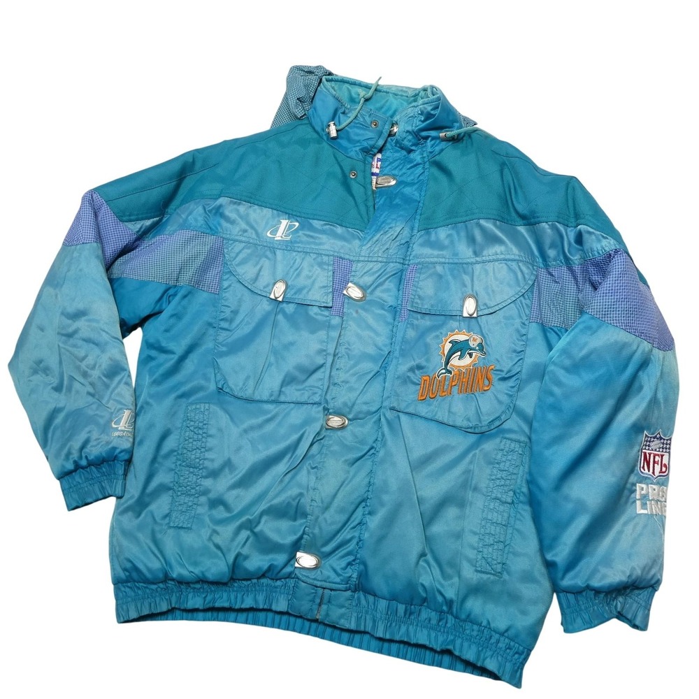 Vintage Miami Dolphins Jacket Mens Large Blue NFL Football Logo Athletic 90s